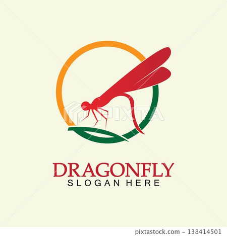 Dragonfly Logo Vector icon illustration design template 138414501