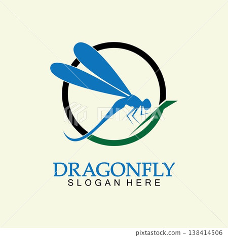 Dragonfly Logo Vector icon illustration design template 138414506