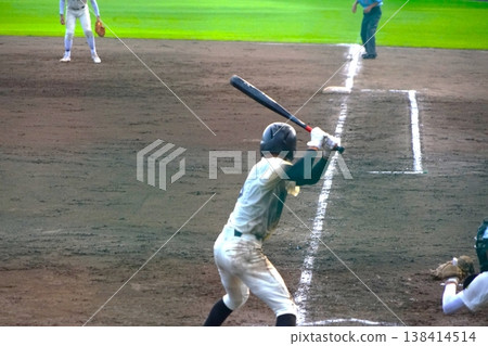 batter's box in a high school baseball game 138414514