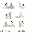 Medical and Nursing Illustration Set (Hospitalization, Examination, Prevention Illustration Set (Hospitalization, Examination, Vaccination, Blood Sampling)) 138414636