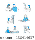 Medical and Nursing Illustration Set (Hospitalization, Examination, Prevention Illustration Set (Hospitalization, Examination, Vaccination, Blood Sampling)) 138414637