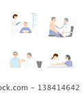 Medical and nursing illustration set (hospitalization, examination, vaccination, blood sampling) 138414642