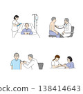 Medical and nursing illustration set (hospitalization, examination, vaccination, blood sampling) 138414643