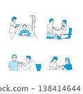 Medical and nursing illustration set (hospitalization, examination, vaccination, blood sampling) 138414644