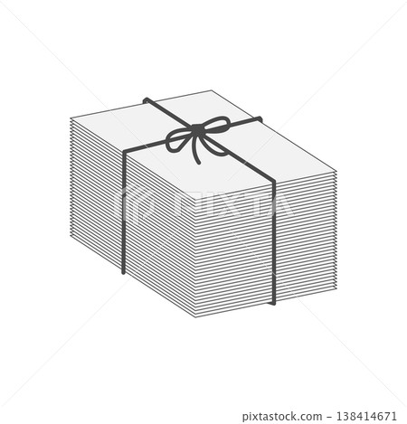 A simple document icon representing a stack of papers tied together with string. 138414671