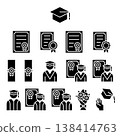 Graduation Icon Set - Glyph 138414763