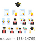 Graduation Icon Set - Flat Color 138414765