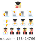 Graduation Icon Set - Flat Color 138414766