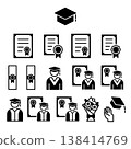 Graduation Icon Set - Glyph Line Outline 138414769