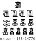 Graduation Icon Set - Glyph Line Outline 138414770