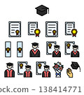 Graduation Icon Set - Colored Outline 138414771