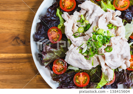 Healthy salad with sunny lettuce and pork shabu-shabu Healthy salad with sunny lettuce and pork shabu-shabu 138415604