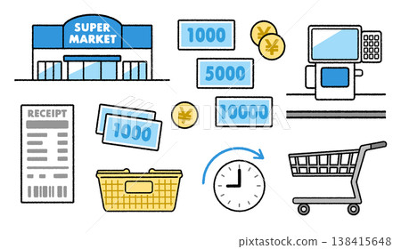 Supermarket work icon set | Easy-to-use simple colors Supermarket work icon set | Easy-to-use simple colors 138415648