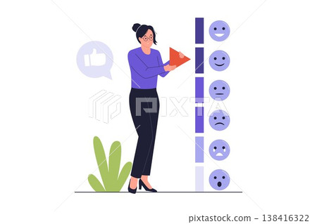 Illustration of Likert Scale and Emotional Feedback Measurement 138416322