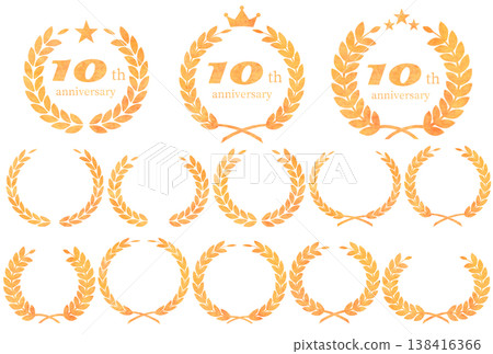 月桂花環週年紀念徽章插圖套裝 138416366