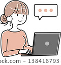 在電腦上聊天或發送訊息的女性 138416793
