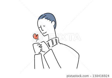 A person in a pose as if praying with their hands clasped together. 138416924