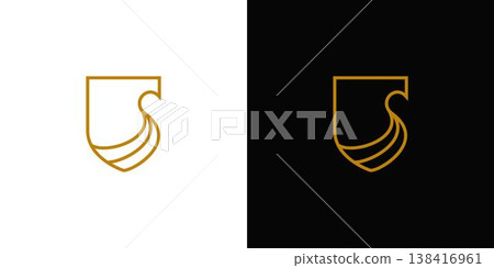 Luxury and elegant security label logo design 138416961
