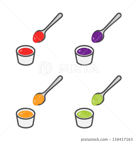 果醬的簡單插畫（草莓醬、藍莓醬、橘子醬、奇異果醬） 138417163