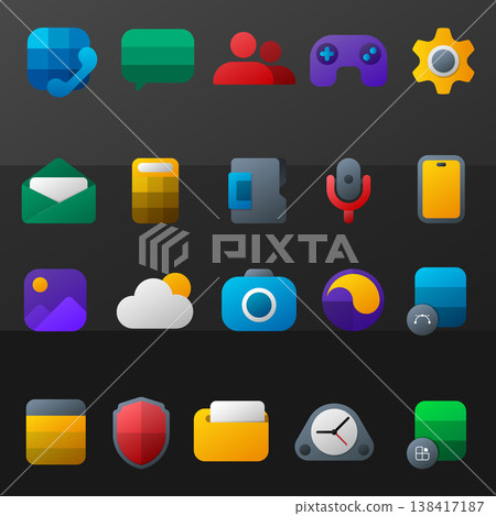 Colorful modern digital application icon set with gradient style 138417187