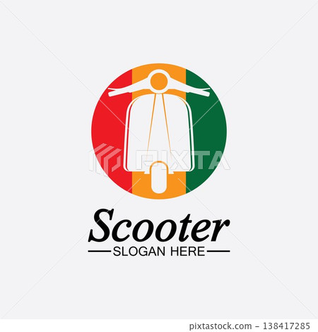 Moped scooter logo vector icon illustration design template.Retro bikes and scooters club logo.classic scooter emblems, icons and badges. Moped scooter logo vector icon illustration design template.Retro bikes and scooters club logo.classic scooter emblems, icons and badges. 138417285