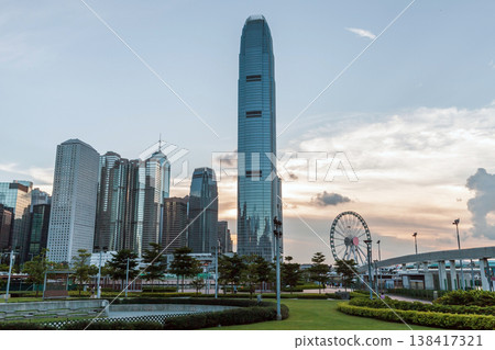 Dramatic Hong Kong skyline at sunset Dramatic Hong Kong skyline at sunset 138417321