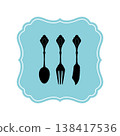 Vintage-style icon of an antique tea cutlery set 138417536