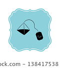 Vintage-style icon of a pyramid-shaped tea bag 138417538
