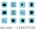 Vintage-style icon set for tea-related items 138417539