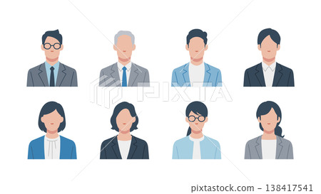 一群商務人士的臉孔 一群商務人士的臉孔 138417541