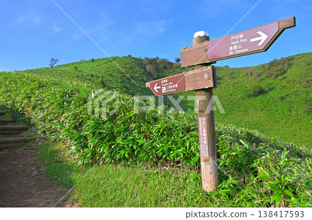 伊豆半島,戶田停車場,伊豆山脊步道入口,夏季綠意盎然的山巒。 伊豆半島,戶田停車場,伊豆山脊步道入口,夏季綠意盎然的山巒。 138417593