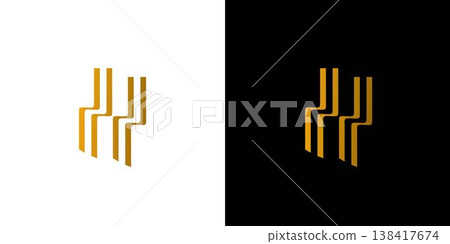 Unique and luxurious H logo design Unique and luxurious H logo design 138417674