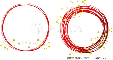 Japanese-style circular brushstrokes with a transparent background and red circle frame. Japanese-style circular brushstrokes with a transparent background and red circle frame. 138417789