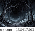 A single path leading into the darkness of a mysterious forest (AI-generated image) 138417803