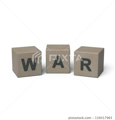 3D cubes with letters forming the word war on white background. 3D cubes with letters forming the word war on white background. 138417965