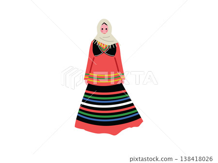 Illustration of a woman wearing traditional Iranian ethnic clothing. Illustration of a woman wearing traditional Iranian ethnic clothing. 138418026