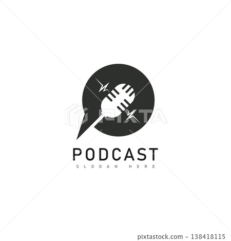 Podcast logo vector icon illustration design Podcast logo vector icon illustration design 138418115