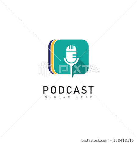 Podcast logo vector icon illustration design Podcast logo vector icon illustration design 138418116
