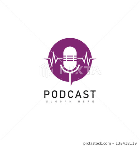 Podcast logo vector icon illustration design  138418119
