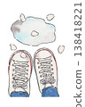 An illustration of cherry blossom petals floating in a puddle. 138418221