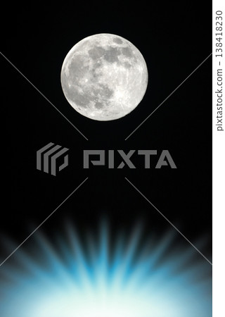 Moon and light composite image 138418230