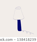 Hand drawn blue table lamp with lampshade in minimal doodle style.  138418239