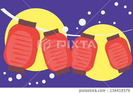 Illustration of a night sky and red lanterns Illustration of a night sky and red lanterns 138418379