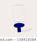 Hand drawn blue table lamp with lampshade in minimal doodle childish style.  138418384