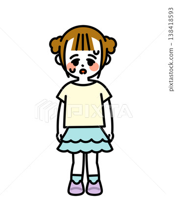 An illustration of a girl who is feeling unwell due to the heat. An illustration of a girl who is feeling unwell due to the heat. 138418593