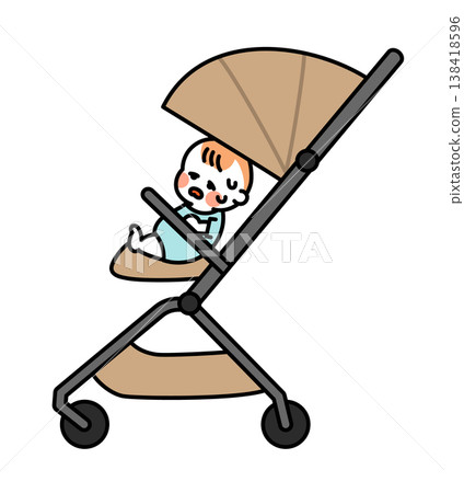 插圖描繪了一個因天氣炎熱而感到不適的嬰兒。 138418596