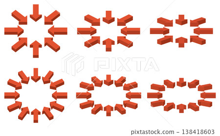 3D箭頭圖示集(圓形、放射狀、向內/向外)- 紅色3D向量素材 3D箭頭圖示集(圓形、放射狀、向內/向外)- 紅色3D向量素材 138418603