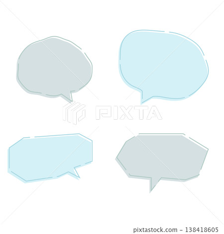 手繪風格的對話框素材，採用虛線和冷色調（圓形、多邊形、簡約、可愛、插畫素材） 138418605