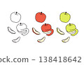 A set of apple illustrations in color and black and white. 138418642