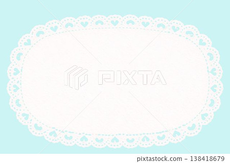 淺藍色蕾絲紙橢圓形相框插圖(留白,橫向) 淺藍色蕾絲紙橢圓形相框插圖(留白,橫向) 138418679